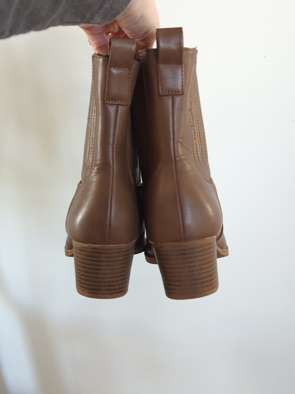 Ardene Brown Ankle Boots - Classic Western-Style Heel - Picture 3 of 4